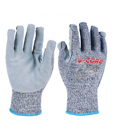 HPPE Cut-Resistant gloves (level E) with leather reinforced palm